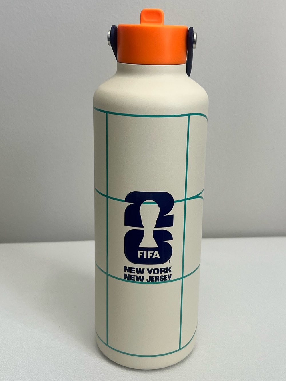FIFA New York New Jersey Cream & Orange Insulated Water Bottle NEW!!!